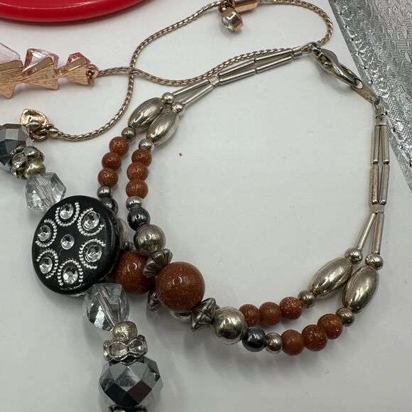 Assorted Lot of Bracelets Cuff Bangle Chain Boho Brown Pink Costume Jewelry - Picture 3 of 8